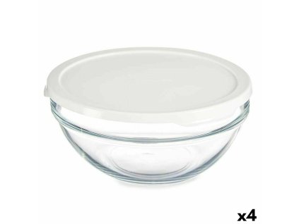 Okrúhla nádoba s vrchnákom Chefs Biela 1,7 L 21 x 9 x 21 cm (4 kusov)