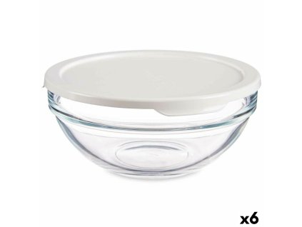 Okrúhla nádoba s vrchnákom Chefs Biela 595 ml 14 x 6,3 x 14 cm (6 kusov)