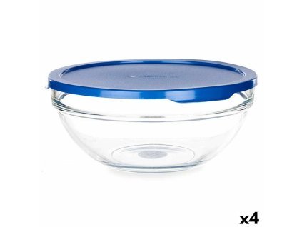 Okrúhla nádoba s vrchnákom Chefs Modrá 1,7 L 20,5 x 9 x 20,5 cm (4 kusov)