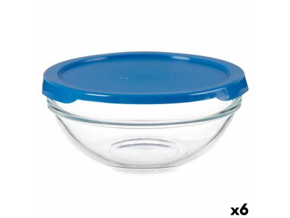 Okrúhla nádoba s vrchnákom Chefs Modrá 595 ml 14 x 6,3 x 14 cm (6 kusov)