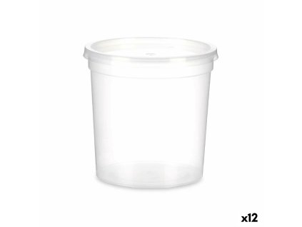 Okrúhla nádoba s vrchnákom Transparentná Polypropylén 1 L 12,5 x 12,5 x 12,5 cm (12 kusov)