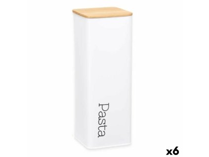 Plechová Krabica Pasta Biela Kov 8 x 26,5 x 8 cm (6 kusov)