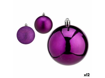 Sada vianočných gúľ Purpurová Plastické 8 x 9 x 8 cm (12 kusov)