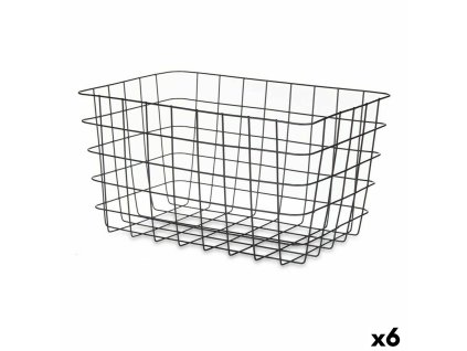 Multifunkčný košík Čierna Kov 38,5 x 20,5 x 28 cm Obdĺžnikový (6 kusov)