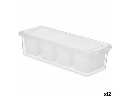 Organizér chladničky Biela Transparentná Plastické 37,5 x 9 x 14,3 cm (12 kusov)