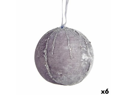 Sada vianočných gúľ Polyester Striebristý 8 x 8 x 8 cm (6 kusov)