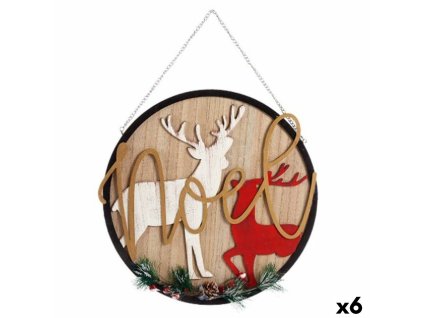 Závesná ozdoba Etiketa Vianočný sob Prírodná Drevo MDF 29 x 1 x 29 cm (6 kusov)