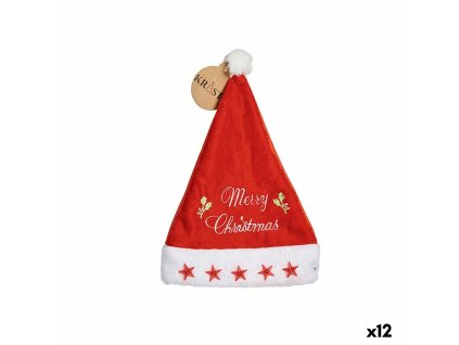 Čiapka Deda mráza Merry Christmas Hviezdy Červená 24 x 2 x 35 cm (12 kusov)