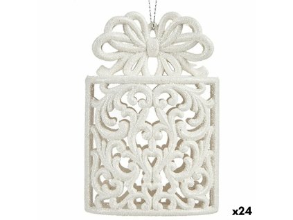 Vianočná ozdoba Darčeková sada Biela Plastické Trblietky 7,4 x 12 x 4 cm (24 kusov)