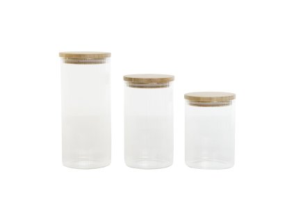 Sada 3 dóz Home ESPRIT Transparentná Silikónové Bambus Borokremičité sklo 10 x 10 x 22,3 cm