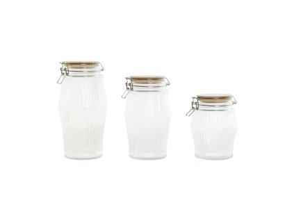Sada 3 dóz Home ESPRIT Transparentná Silikónové Bambus Sklo 13,5 x 13,5 x 27 cm