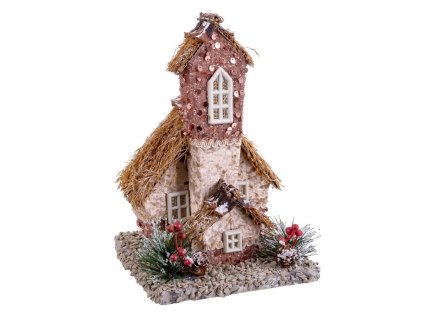 Vianočná ozdoba Viacfarebná Prírodná Polyfoam Dom 15,5 x 16 x 24,5 cm