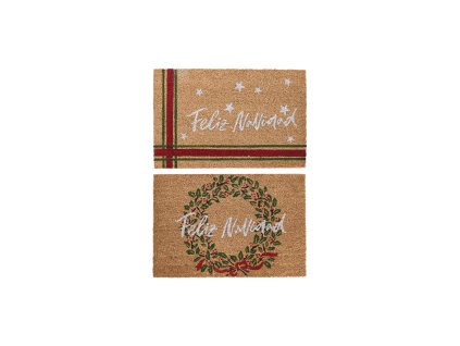 Rohožka DKD Home Decor Biela Gaštanová Červená zelená PVC Kokosová vláknina 60 x 40 x 1,5 cm (2 kusov)