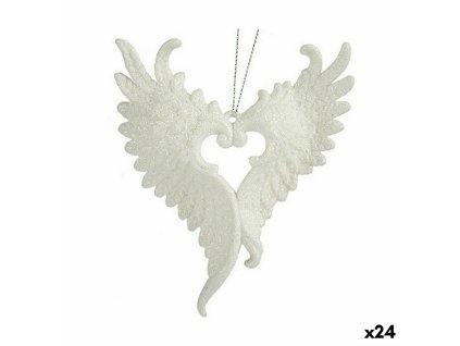 Vianočná ozdoba Krídla anjela Biela Plastické Trblietky 12 x 13 x 2,5 cm (24 kusov)