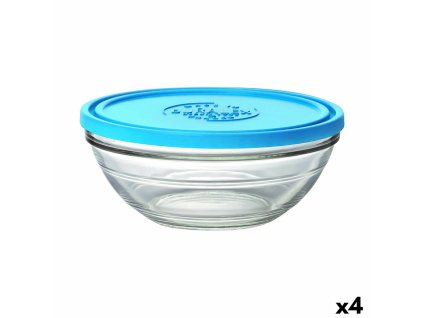 Okrúhla nádoba s vrchnákom Duralex FreshBox Modrá 2,4 L (4 kusov)