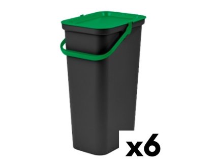 Odpadkový kôš na recyklovanie Tontarelli Moda 24 L Čierna zelená (6 kusov)