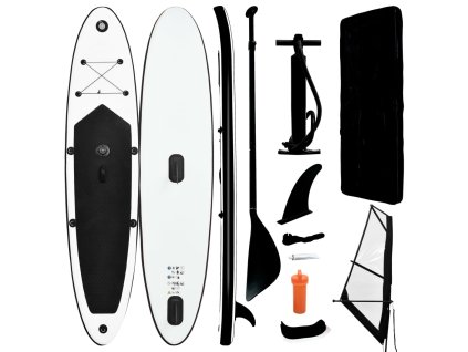 Nafukovací Stand up paddleboard s plachtou, čierno biely
