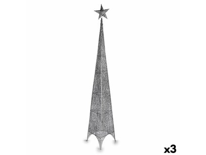 Vianočný stromček Hviezda Veža Striebristý Kov Plastické 42 x 218 x 42 cm (3 kusov)