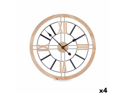 Nástenné hodiny Čierna Kov Drevo MDF 60 x 60 x 4,5 cm (4 kusov)
