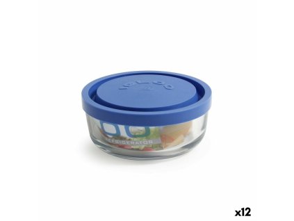 Okrúhla nádoba s vrchnákom Borgonovo Igloo Modrá 320 ml ø 11 x 5 cm (12 kusov)