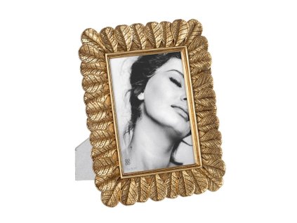 Rám na fotografie Zlatá Polyesterová živica Listy 21,5 x 1,8 x 26,5 cm