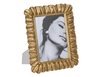 Rám na fotografie Zlatá Polyesterová živica Listy 23,4 x 2 x 28,2 cm