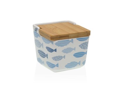Soľnička s vrchnákom Versa Aqua Ryby Keramický 8,8 x 8,5 x 8,8 cm