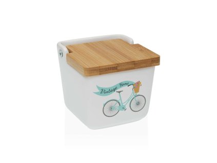 Soľnička s vrchnákom Versa Bicykel Keramický 8,8 x 8,5 x 8,8 cm