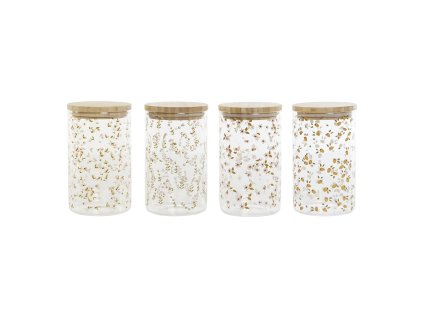 Loď DKD Home Decor Bambus Borokremičité sklo Shabby Chic 1 L 10 x 10 x 17 cm (4 kusov)