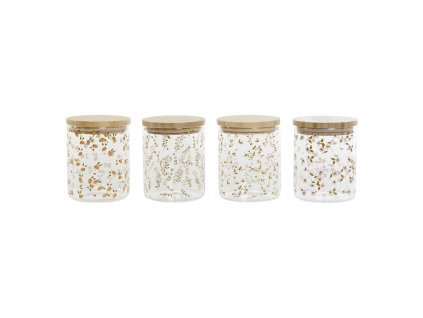 Loď DKD Home Decor Bambus Borokremičité sklo Shabby Chic 700 ml 10 x 10 x 12,5 cm (4 kusov)