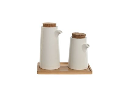 Sada oleja a octu Home ESPRIT Biela Bambus Kamenina 20,6 x 12 x 18 cm