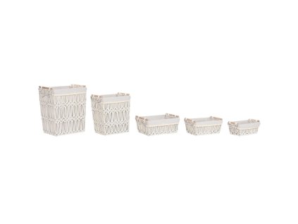 Kôš na špinavé prádlo Home ESPRIT Biela Prírodná Kov Shabby Chic 42 x 32 x 51 cm 5 Kusy