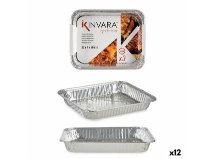 Súprava táciek Aluminium 32,5 x 26 x 3,8 cm 3 Kusy (12 kusov)