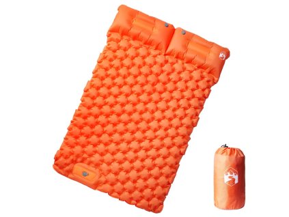 Samonafukovací kempingový matrac s vankúšmi, 2 osoby, oranžový