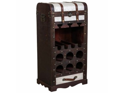 Stojan na fľaše Alexandra House Living Gaštanová PVC Drevo Kov Látka 30 x 85 x 44 cm Kufor