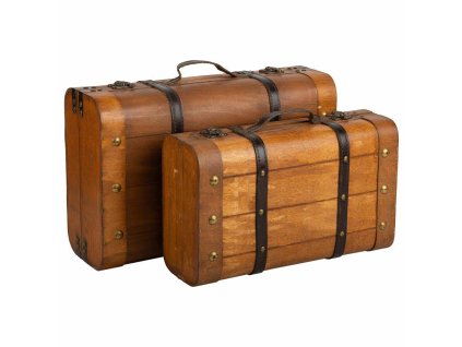 Súprava batožín Alexandra House Living Gaštanová PVC Drevo Kov Vintage 30 x 16 x 45 cm 38 x 24 x 13,5 cm Dekoračný 2 Kusy