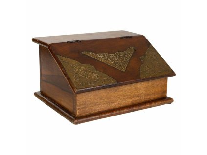 Šperkovnica Alexandra House Living Tmavo hnedá Mosadz Mangové drevo 19 x 13 x 24 cm