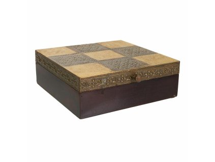 Šperkovnica Alexandra House Living Tmavo hnedá Mosadz Mangové drevo Drevo MDF 20 x 7 x 20 cm