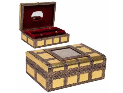 Šperkovnica Alexandra House Living Zlatá Aluminium Drevo MDF 20 x 7 x 27 cm