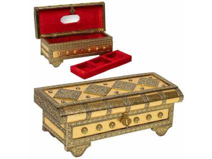 Šperkovnica Alexandra House Living Zlatá Aluminium Drevo MDF 14 x 12 x 32 cm