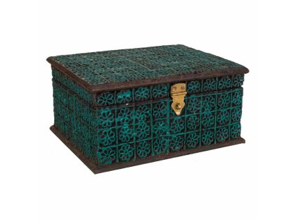 Šperkovnica Alexandra House Living Tyrkysový Farba Mangové drevo Syntetická živica Drevo MDF 19 x 11 x 25 cm