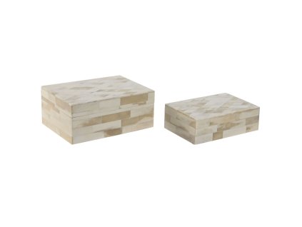 Šperkovnica Home ESPRIT Kosť Mangové drevo 18 x 13 x 7,7 cm (2 Kusy)