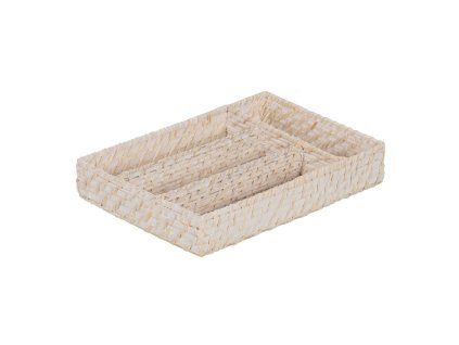 Košík na príbor Biela Bambus Ratan 34 x 24 x 6 cm