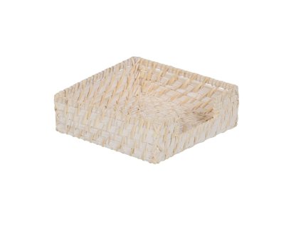 Stojan na obrúsky Biela Bambus Ratan 18 x 18 x 6 cm