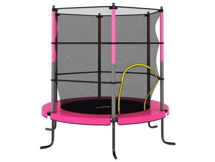 Trampolína s bezpečnostnou sieťou okrúhla 140x160 cm ružová