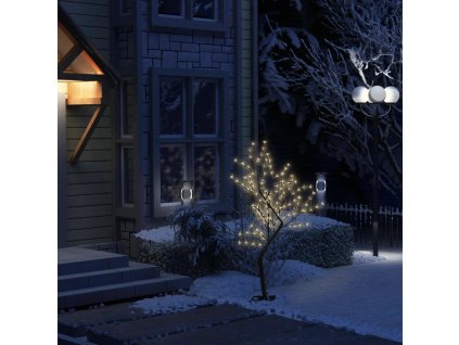 VidaXL Vianočný stromček 128 LED teplé biele svetlo kvety čerešne 120 cm
