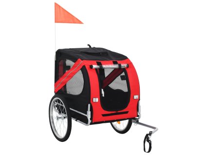 VidaXL Vozík za bicykel pre psa, červeno čierny
