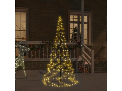VidaXL Vianočný stromček na stožiar teplé biele svetlo 200 LED 180 cm