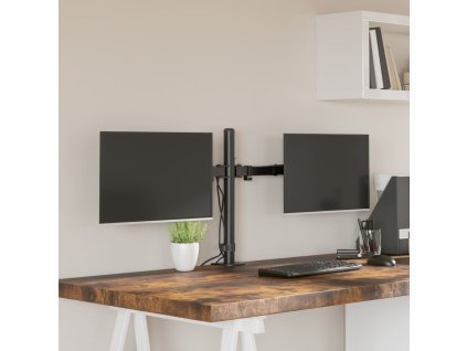Držiak na dva monitory čierny oceľový VESA 75/100 mm