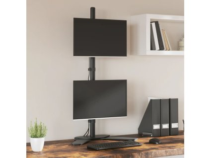 Držiak na dva monitory čierny oceľový VESA 75/100 mm